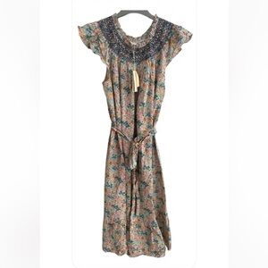 Rare Doen violetta dress with belt, cream lady bird floral, brand new with tags